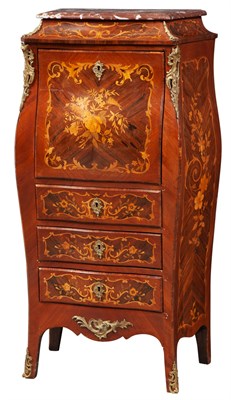 Lot 237 - Louis XV Style Gilt-Metal Mounted Walnut and Marquetry Secrétaire à Abattant