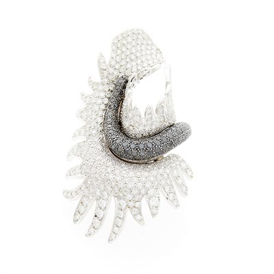Lot 1070 - White Gold, Diamond and Black Diamond Ring