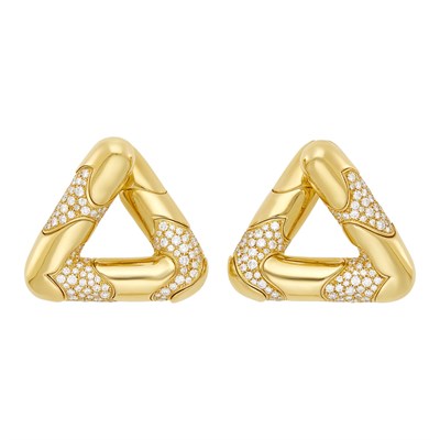 Lot 17 - Marina B Pair of Gold and Diamond Earclips