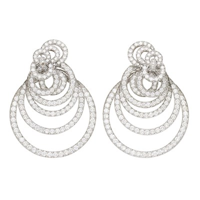 Lot 97 - De Grisogono Pair of White Gold and Diamond 'Gypsy' Pendant-Earclips
