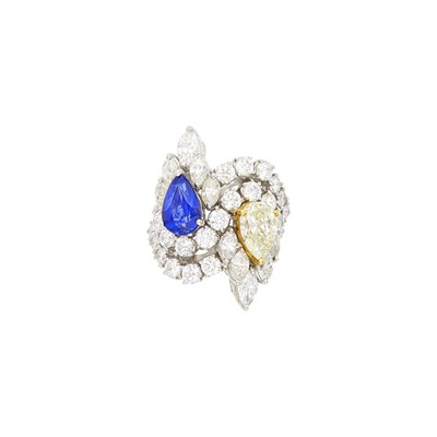 Lot 140 - White Gold, Sapphire and Diamond Ring