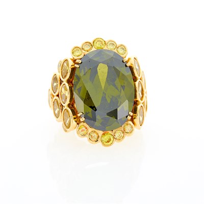 Lot 1284 - Gold and Simulated Multicolored Stone Ring