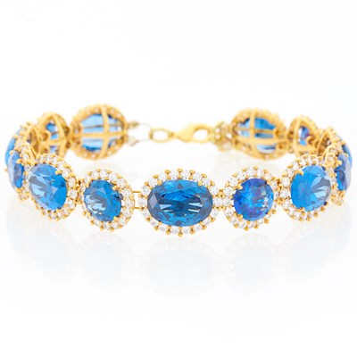 Lot 1283 - Low Karat Gold, Metal and Synthetic Colored Stone Choker Necklace