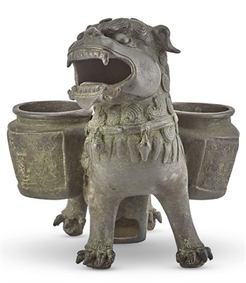 Lot 1035 - A Chinese Cast Bronze Fu Lion Censer Late Ming...