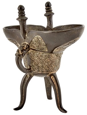 Lot 1037 - A Chinese Bronze Jue Vessel Early Qing Dynasty...