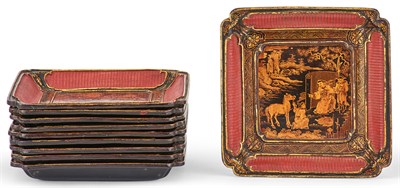 Lot 1018 - Ten Chinese Lacquered Wood Sweetmeat Dishes...