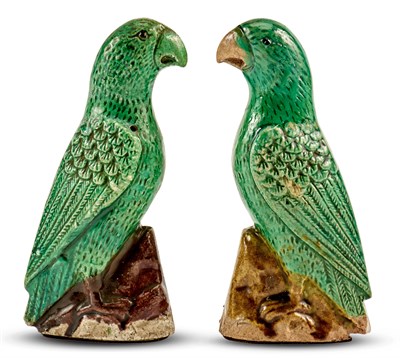 Lot 1114 - A Pair of Chinese Green Glazed Porcelain...