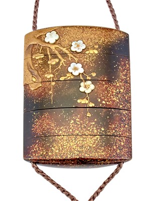 Lot 1209 - A Japanese Five-Case Lacquer Inro Meiji Period...