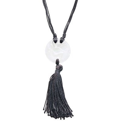 Lot 259 - René Lalique Paris Molded Glass 'Fioret' Pendant with Multistrand Black Silk Fringe and Necklace