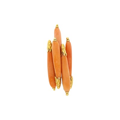 Lot 139 - Sterlé Paris Gold and Coral Ring