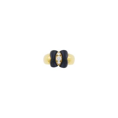 Lot 5 - Van Cleef & Arpels Gold, Black Onyx and Diamond Ring, France