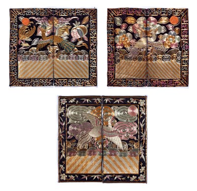 Lot 1009 - Three Chinese Embroidered Silk Rank Badges...