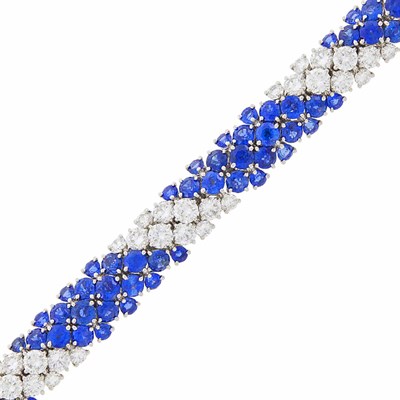Lot 178 - Van Cleef & Arpels Platinum, Sapphire and Diamond 'Pelouse' Bracelet