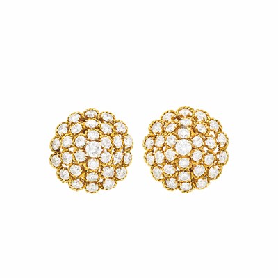 Lot 114 - Van Cleef & Arpels Pair of Gold and Diamond Dome Earclips
