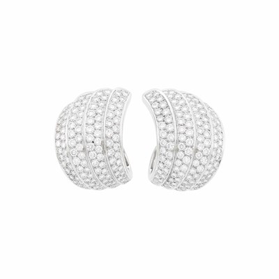 Lot 93 - Van Cleef & Arpels Pair of Platinum, White Gold and Diamond Earclips, France