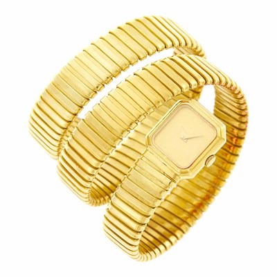 Lot 25 - Marina B Gold Tubogas Coiled Bracelet-Watch, France
