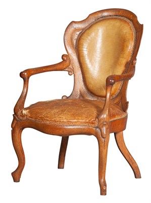 Lot 182 - American Rococo Revival Leather-Upholstered...