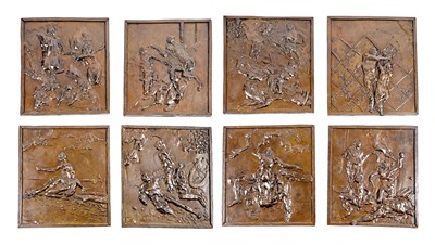 Lot 397 - Set of Eight American Patinated Bronze Relief...