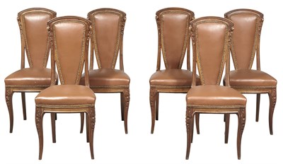 Lot 132 - Set of Six Louis Majorelle Art Nouveau Leather...