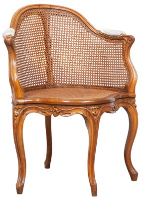 Lot 345 - Louis XV Caned Beechwood Fauteuil de Bureau...