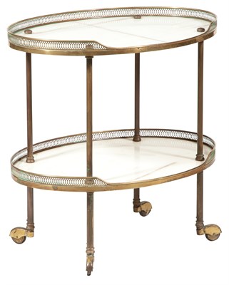 Lot 375 - Alabaster and Brass Two-Tier Étagère Height 27...