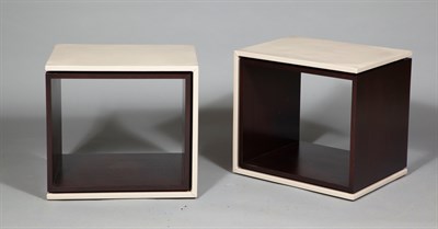 Lot 338 - Pair of Leather and Dark Stained Walnut Cube...