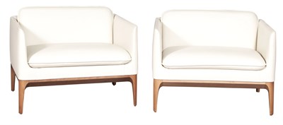 Lot 324 - Pair of CuldeSac Leather Upholstered Fruitwood...