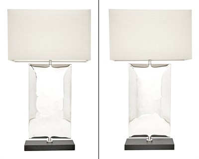 Lot 278 - Pair of Porta Romana Polished Steel and Solid...
