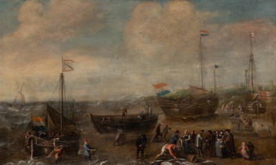 Lot 98 - Dutch School 18th Century Fishing Scene Oil on...
