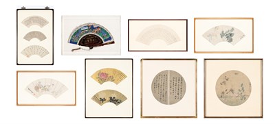 Lot 1081 - A Group of Chinese Painted Fan Leaves...