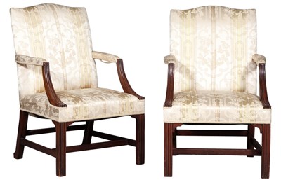Lot 174 - Pair of George III Mahogany Library Armchairs...