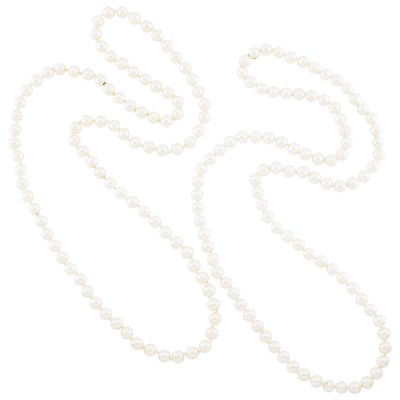 Lot 1180 - Pair of Long Cultured Pearl Necklaces