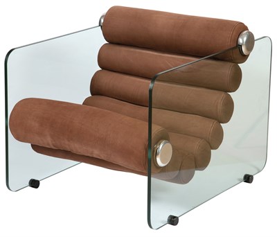 Lot 236 - Fabio Lenci Upholstered Glass and Aluminum...