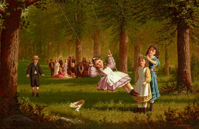 Lot 52 - Attributed to Samuel S. Carr The Swing, 1876...