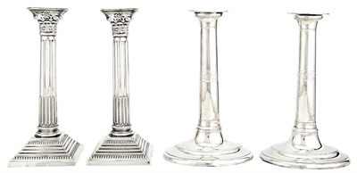 Lot 309 - Pair of English Sterling Silver Candlesticks...