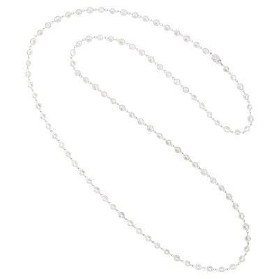 Lot 100 - Long White Gold and Diamond Chain Necklace