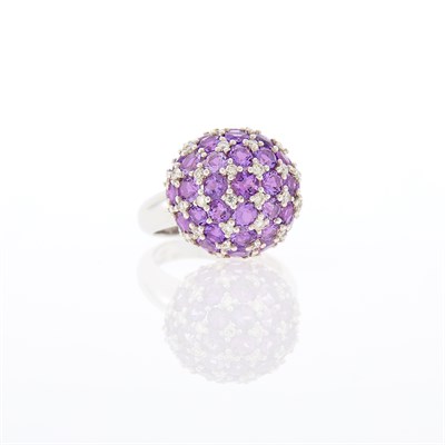 Lot 210 - White Gold, Amethyst and Diamond Ring