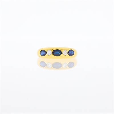 Lot 195 - Gold, Sapphire and Diamond Band Ring