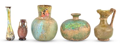 Lot 323 - Group of Five Ancient Roman Blown Glass...