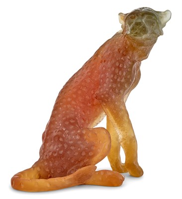 Lot 279 - Daum Pâte-de-Verre Figure of a Seated Cheetah...