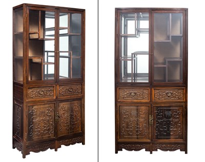Lot 1001 - A Pair of Chinese Carved Hardwood Display...