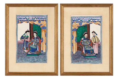 Lot 1076 - Pair of China Trade Paintings 19th Century Ink...
