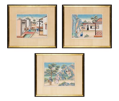 Lot 1078 - Three China Trade Paintings 19th Century Ink...