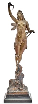 Lot 123 - German Art Nouveau Patinated Bronze Figure of...