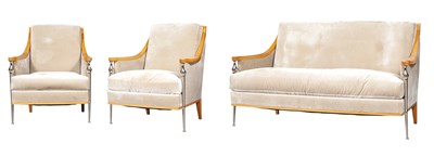 Lot 188 - André Arbus Upholstered Fruitwood and Chromed...