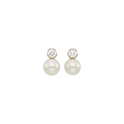 Lot 176 - Pair of White Gold, Cultured Pearl and Diamond Earclips