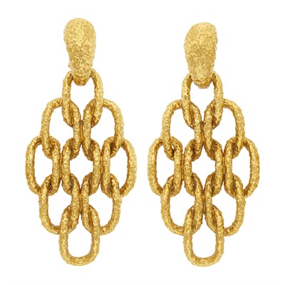 Lot 217 - Van Cleef & Arpels Pair of Gold Pendant-Earclips, France