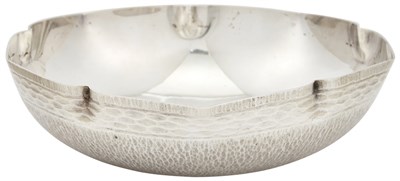 Lot 1223 - A Japanese Hammered Silver Presentation Bowl...