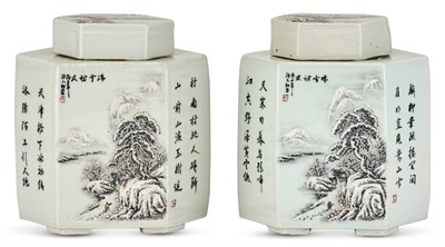 Lot 1178 - A Pair of Enameled Porcelain Canisters and...