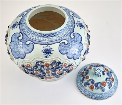 Lot 1180 - A Chinese Blue, White and Iron Red Porcelain...